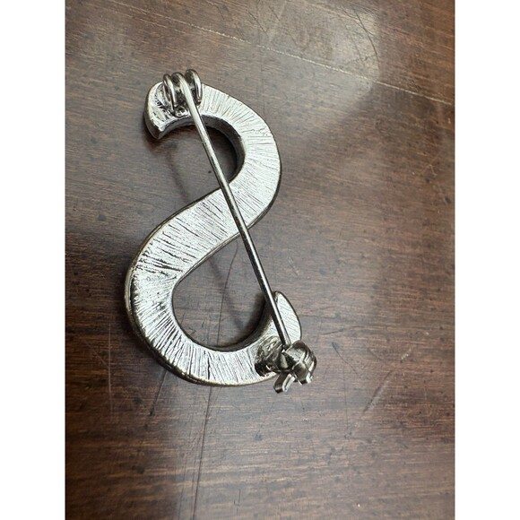 Rhinestone Embellished “S” Initial Brooch Pin Black Fashion Gift Name - Picture 7 of 8